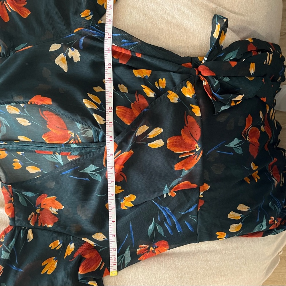 Calvin Klein Dark Green and Orange Floral Midi Dress - Picture 6 of 6